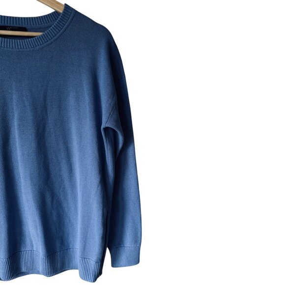 W By Worth Silk Cotton Sweater Sz M Crew Neck Side Zippers Classic Quiet Luxury - Picture 8 of 16